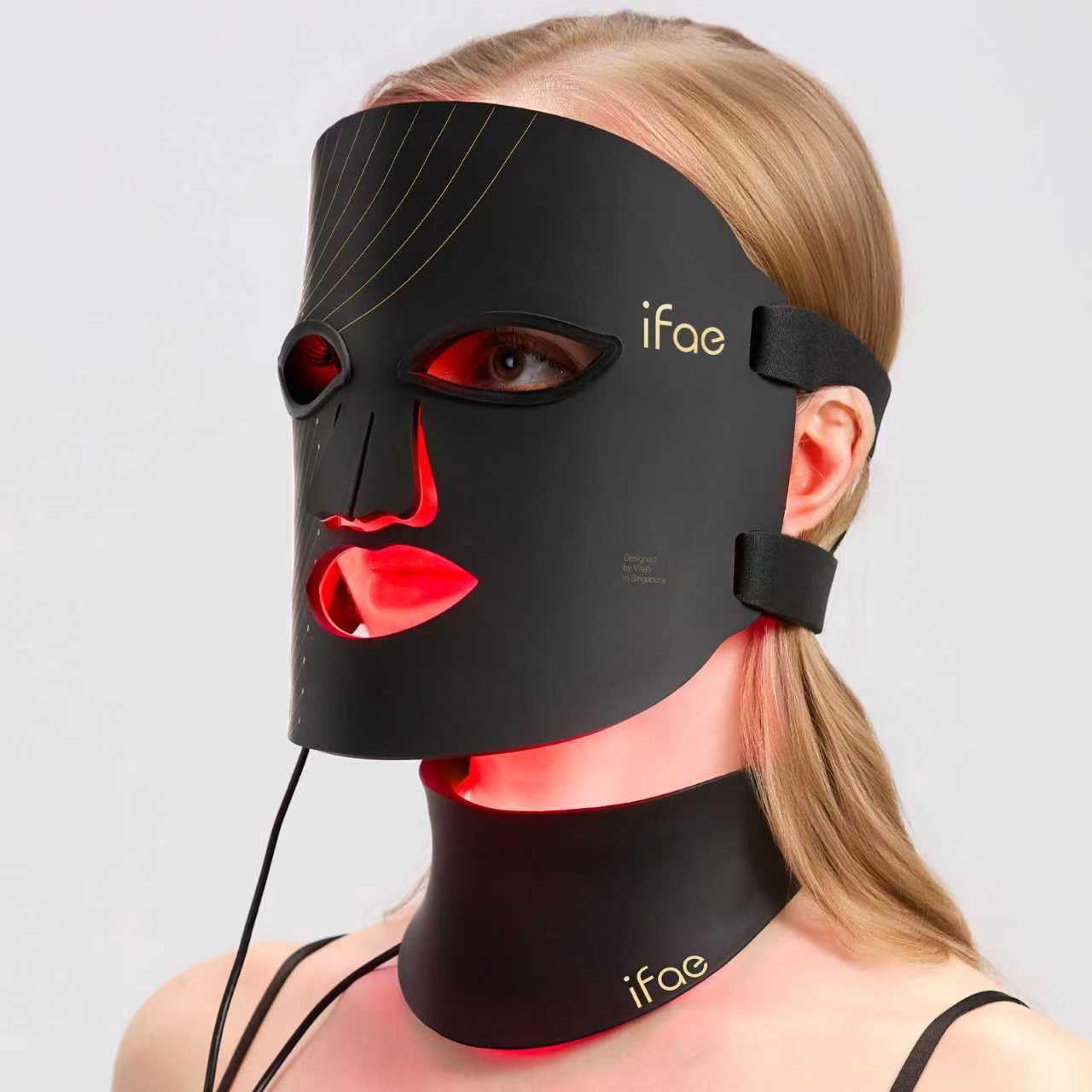 IFAE red light mask face close-up for at-home skin therapy and rejuvenation