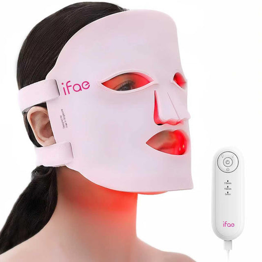 IFAE red light therapy mask front view with ergonomic design for at home use