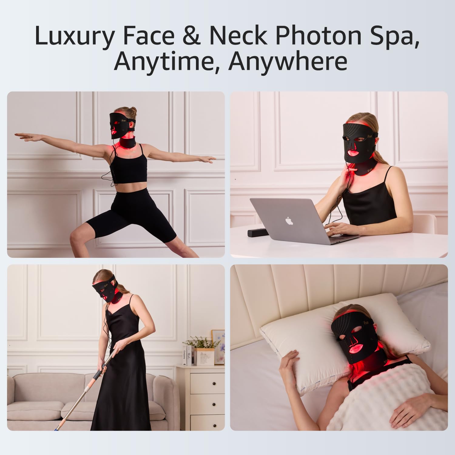 IFAE red light mask rechargeable cordless design for portable sessions