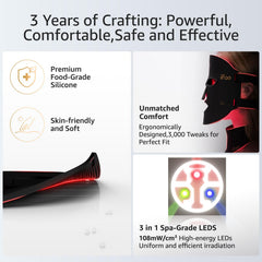 IFAE red light mask silicone fit shows flexible, comfortable wear