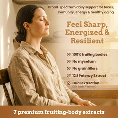 iFungi Life Force 7 ingredient panel reveals seven mushrooms for balanced energy