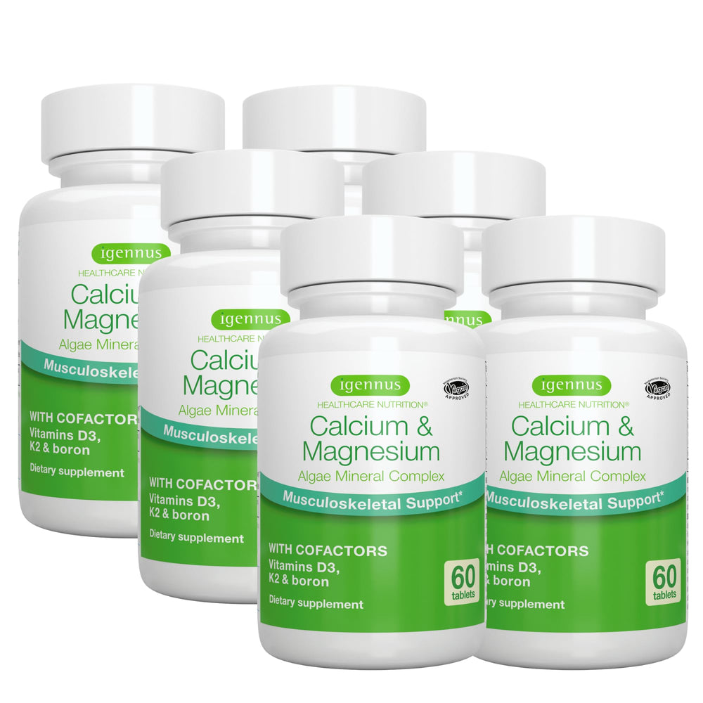 Igennus Algae Calcium & Magnesium bottle front view for high-absorption minerals.