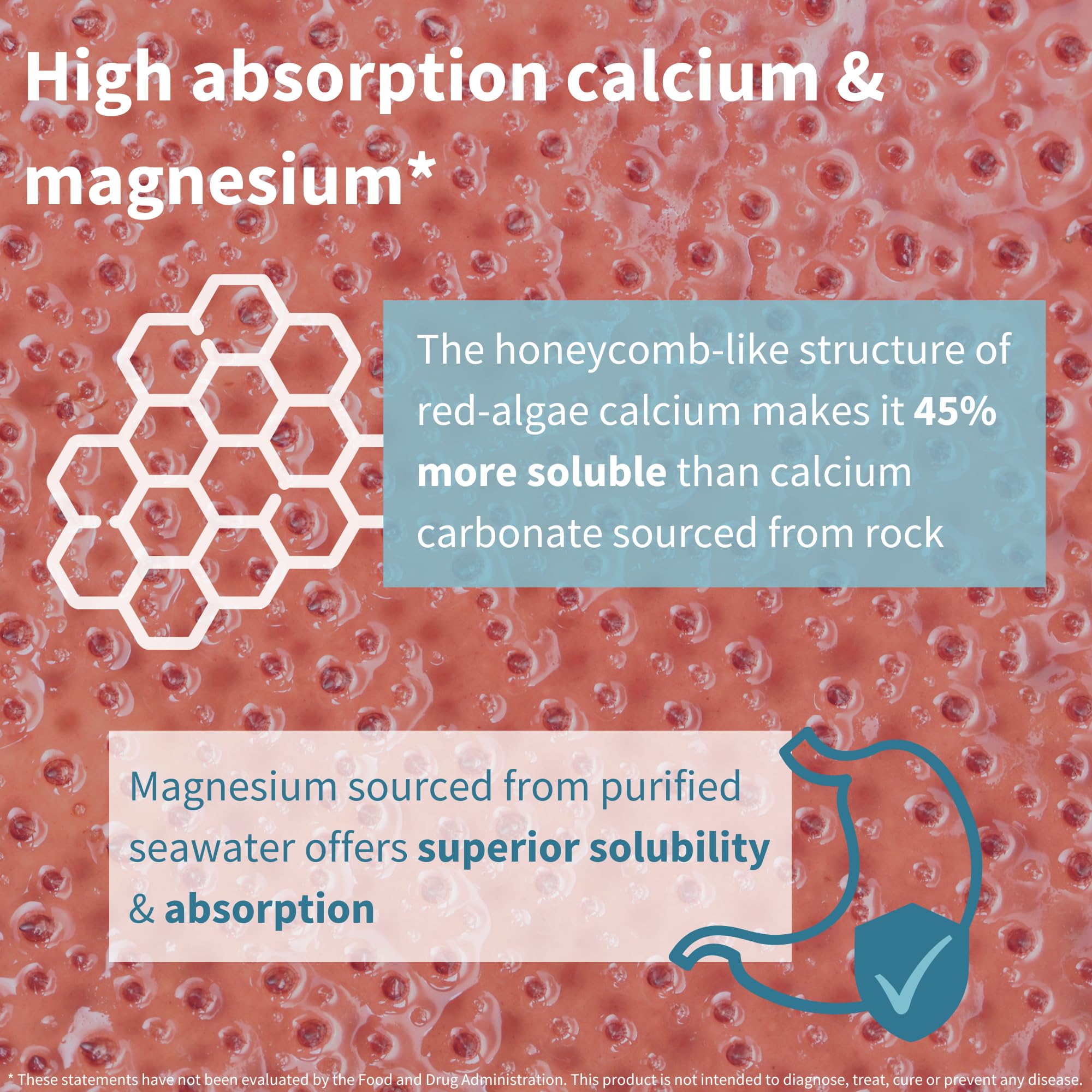 Igennus Algae Calcium & Magnesium tablets close-up for plant-based nutrients.