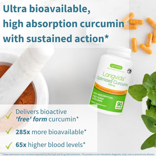 Igennus Longvida curcumin capsules close-up for easy daily intake.