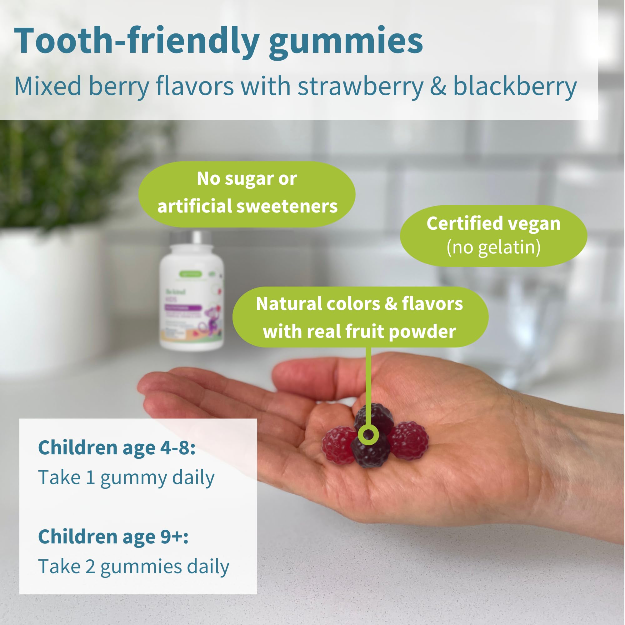 Igennus Methylated Kids Multivitamin Gummy close-up of berries and real fruit powder