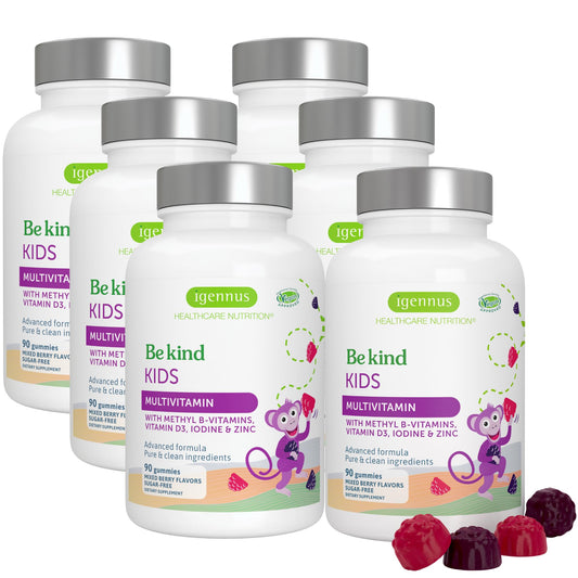 Igennus Methylated Kids Multivitamin Gummy bottle front showing clean berry flavor