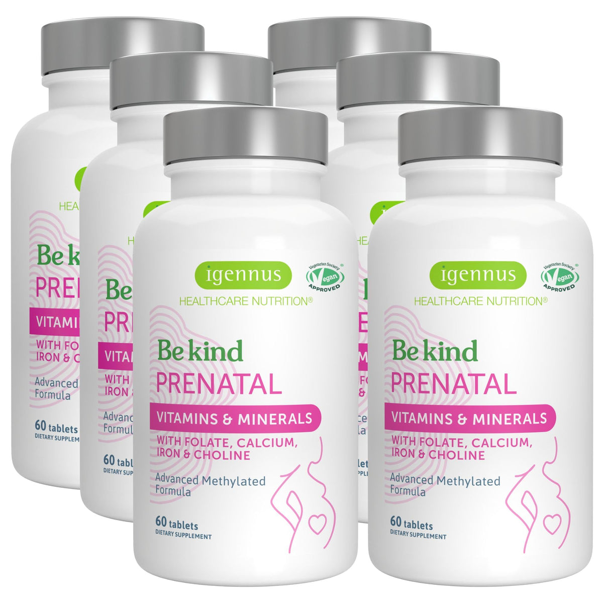 Igennus Methylated Prenatal bottle front shows premium packaging for easy daily use.