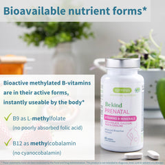 Igennus Methylated Prenatal vitamins pouring demonstrates daily intake scene.