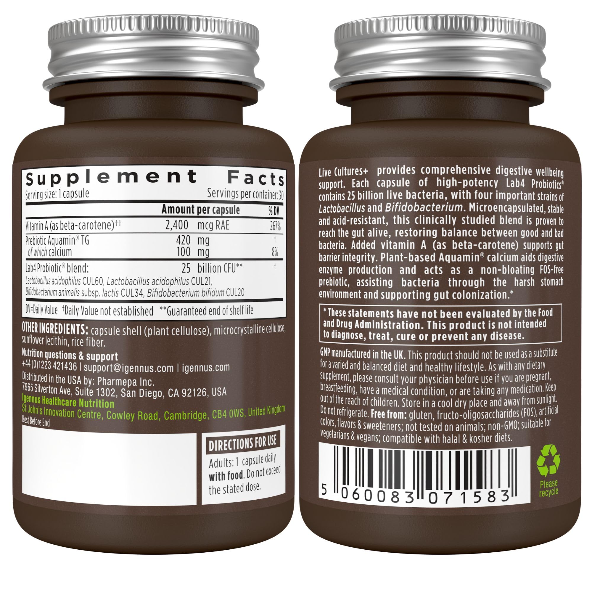 Igennus Probiotics room-temperature storage icon in packaging