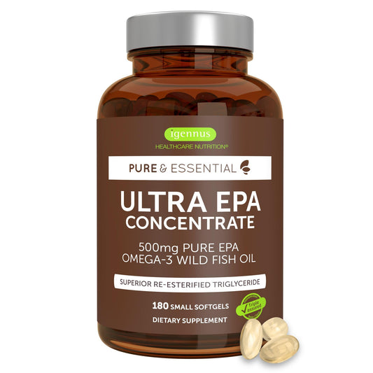 Igennus Ultra Pure Omega-3 EPA 500mg bottle front showing routine wellness use.