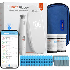 iHealth Gluco+ monitor front view with clear display for home glucose tracking