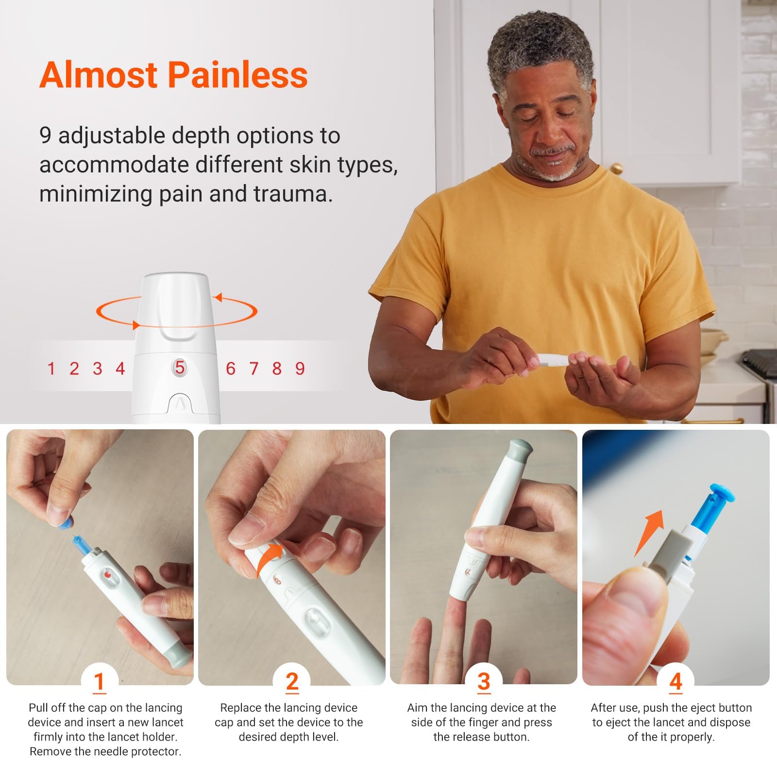 iHealth Gluco+ test strip dispensing showing easy, reliable sampling