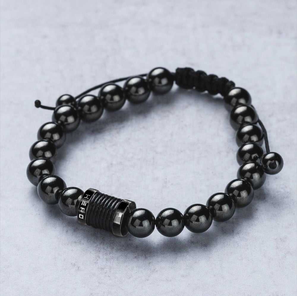 iHeartDogs Hero Company magnetic hematite beads bracelet close-up beads showing texture and premium look