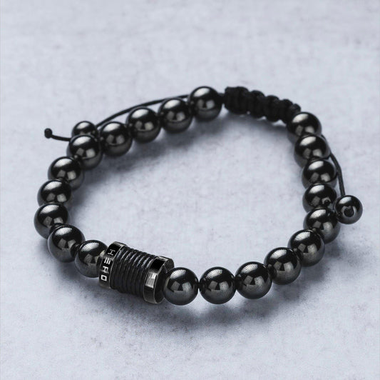 iHeartDogs Hero Company magnetic hematite beads bracelet close-up beads showing texture and premium look