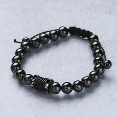 iHeartDogs Hero Company magnetic hematite beads bracelet close-up beads showing texture and premium look