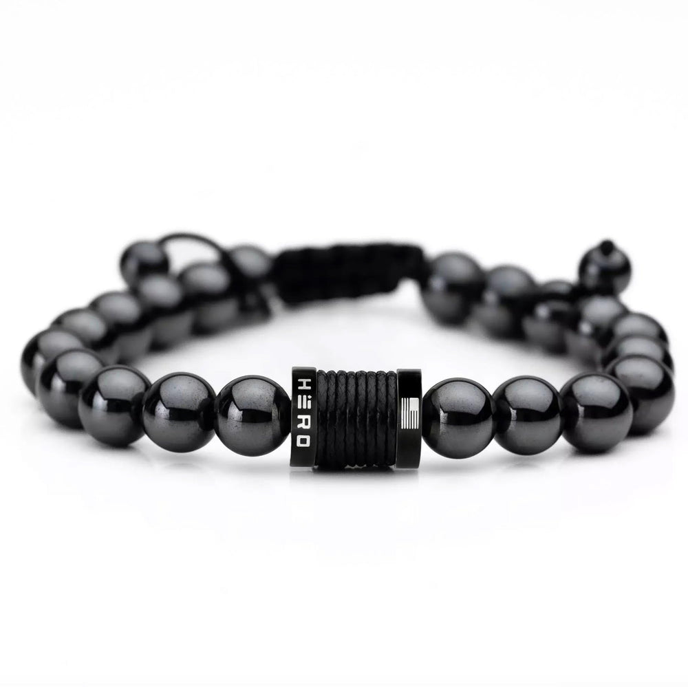 iHeartDogs Hero Company magnetic hematite beads bracelet front view for everyday wear and focus support
