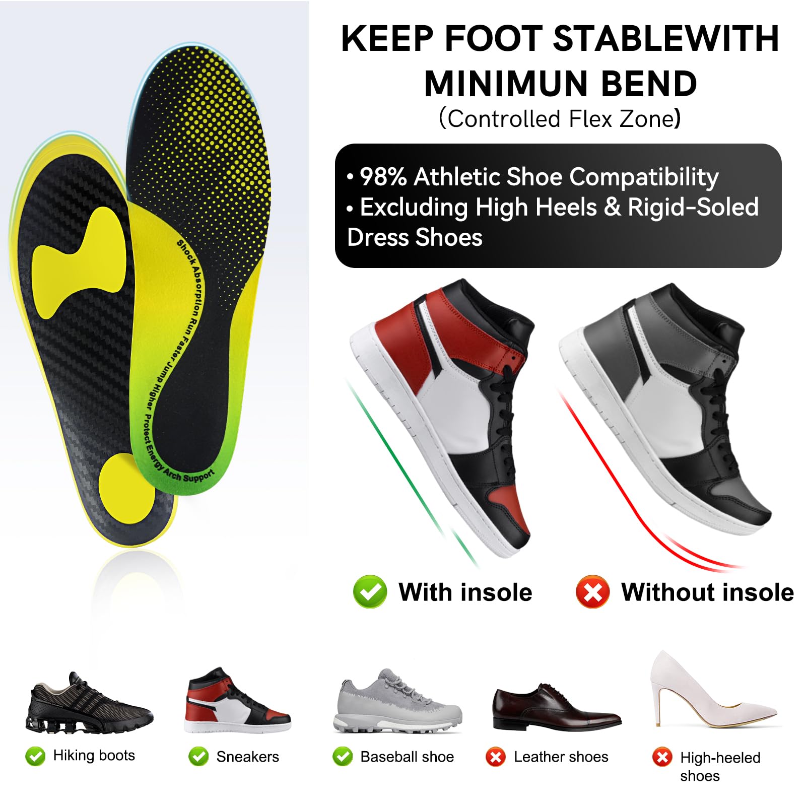 Ihuiniya carbon fiber insole arch support enhances comfort during play