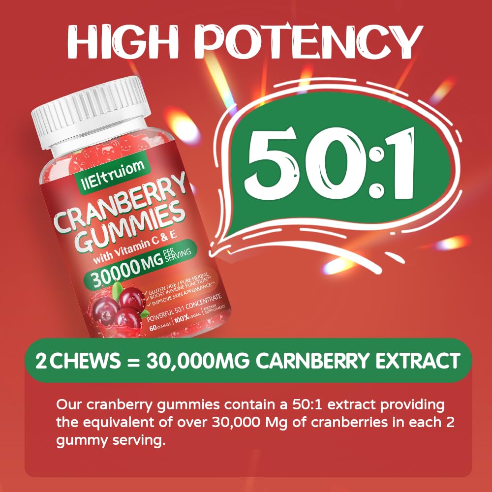 IIEltruiom Cranberry Gummies two bottles pack showing value and two-month supply