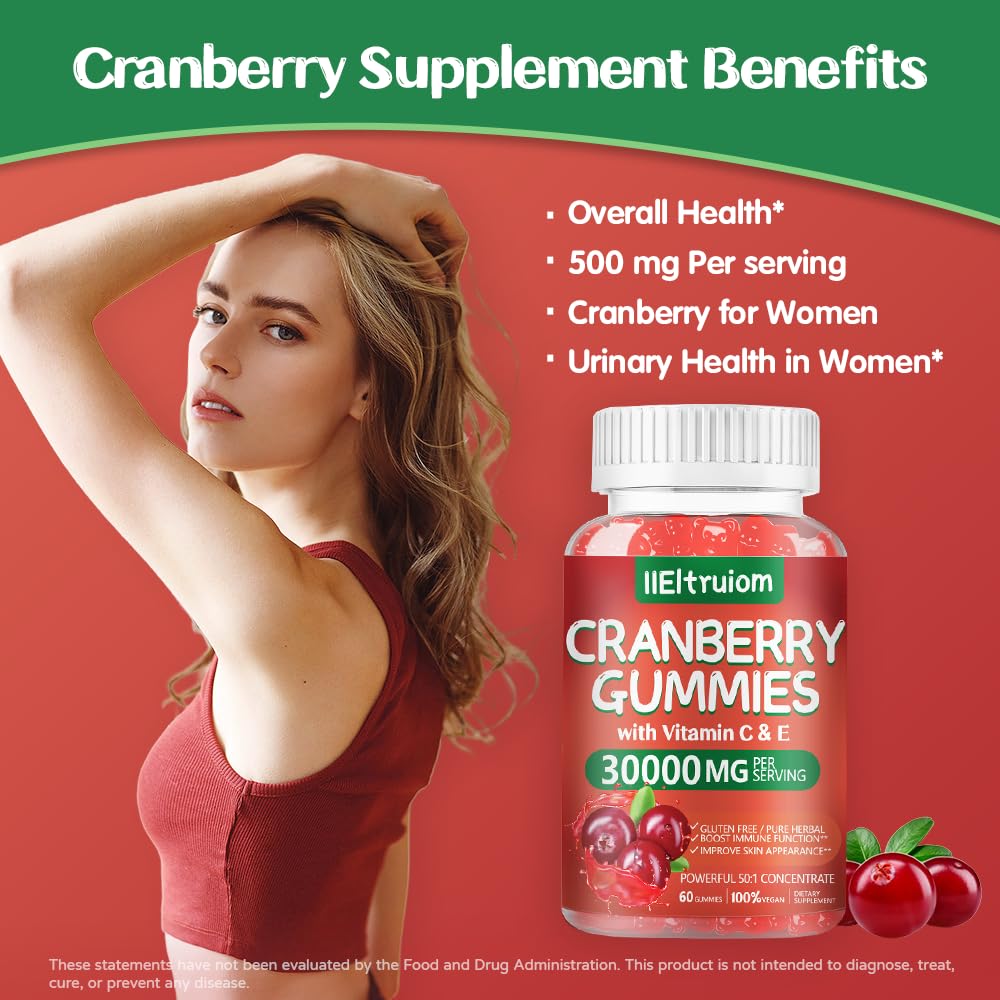 IIEltruiom Cranberry Gummies vegan-friendly seal on container for plant-based option