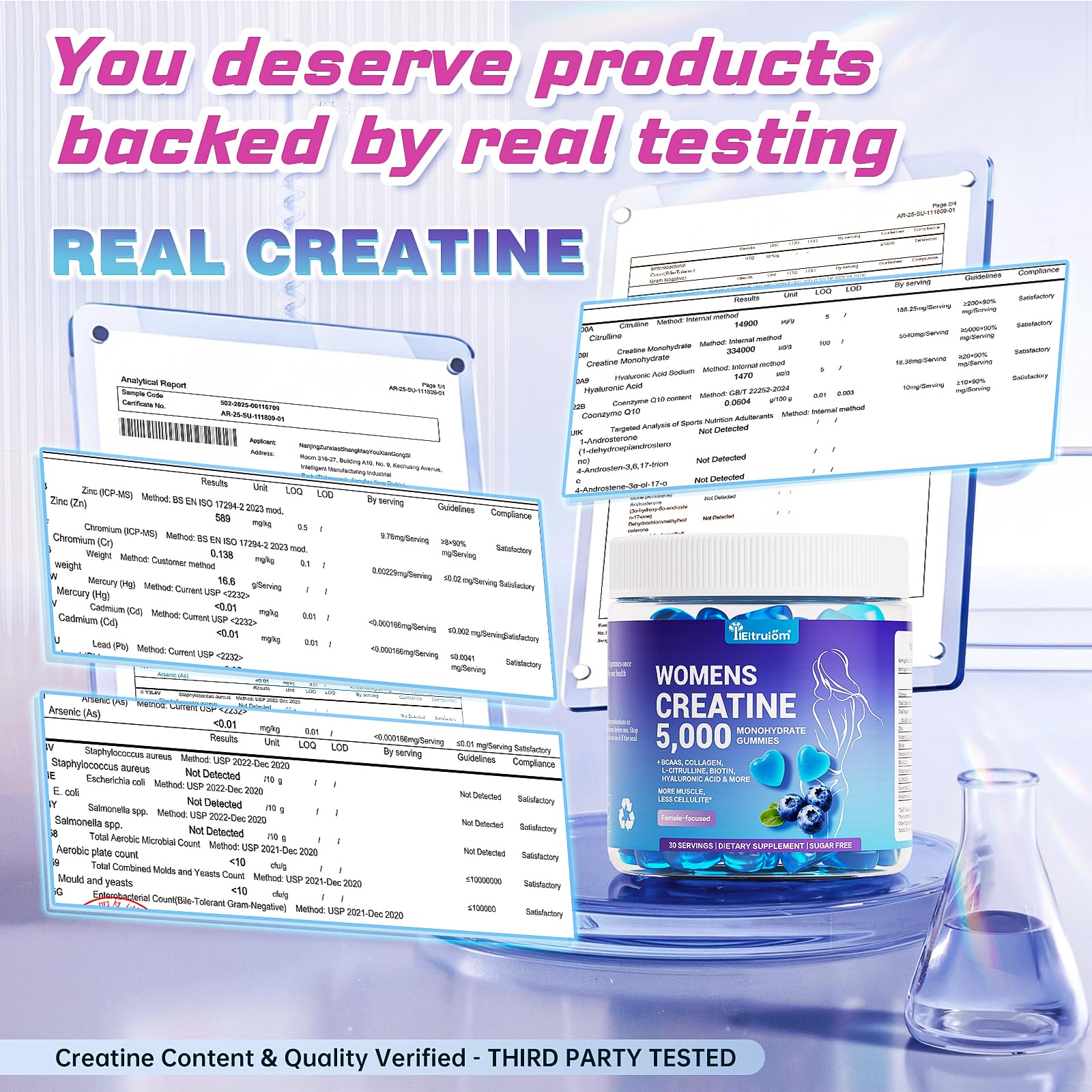 IIEltruiom Sugar-free and gluten-free gummies with creatine for clean fueling