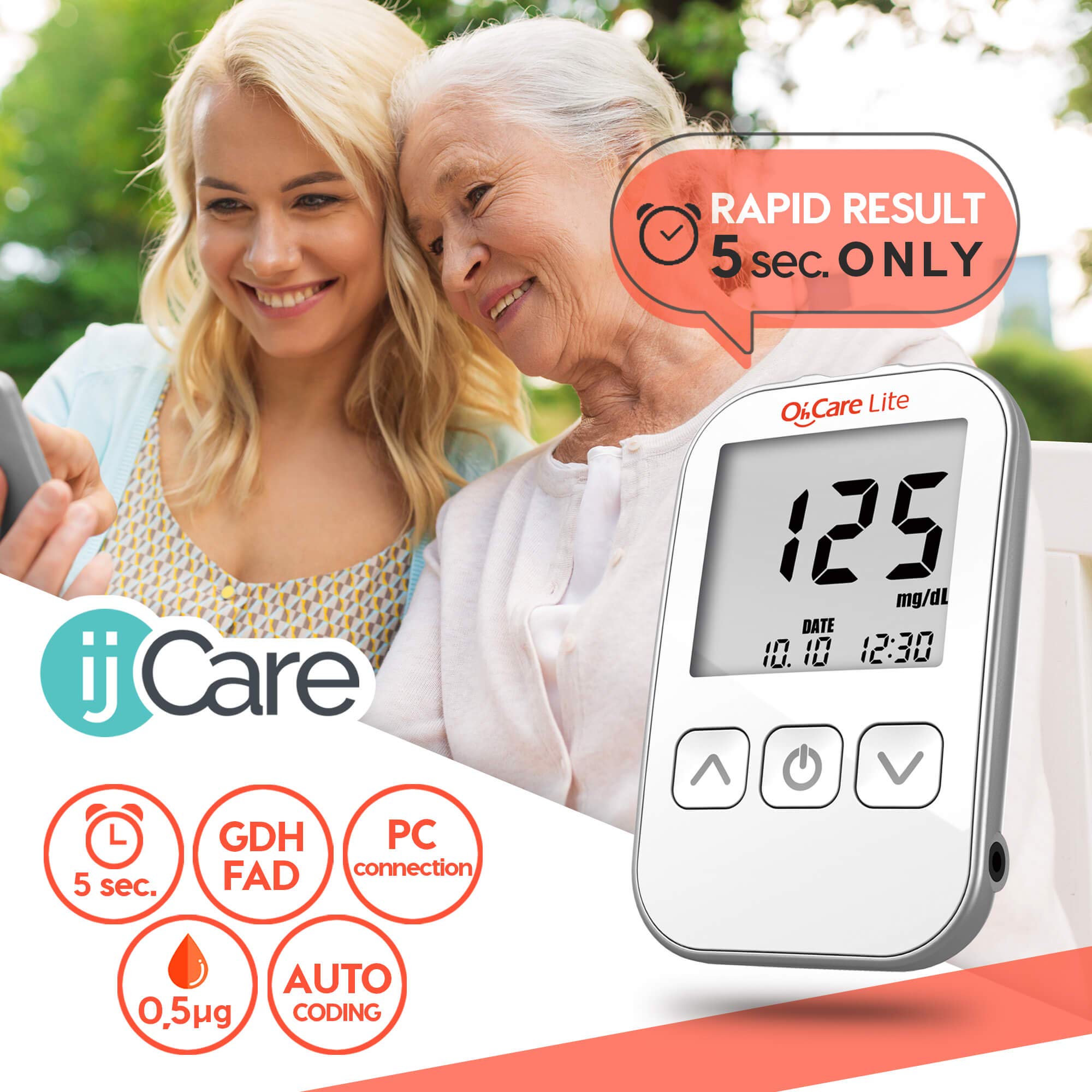 Oh’Care Lite control solution included for consistent readings and easy calibration