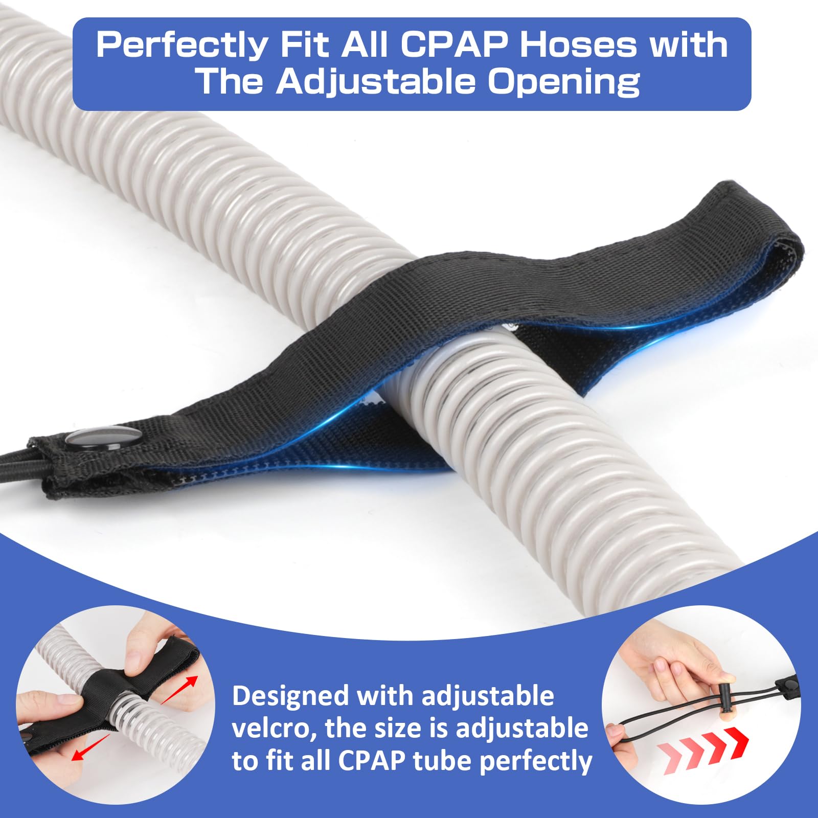 IKSTAR CPAP hose holder smart Velcro system adapts to any hose.