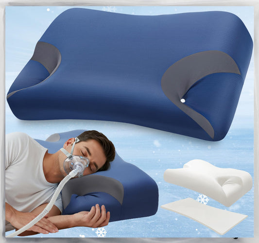 IKSTAR CPAP pillow front view shows mask stability for night sleep