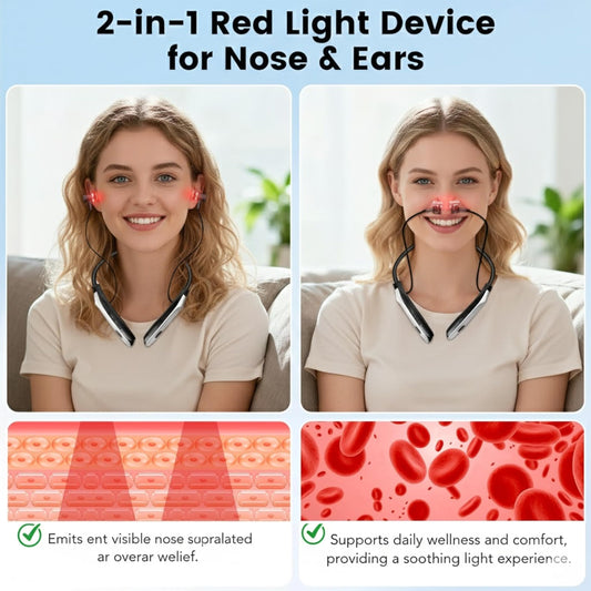 ILIEMOC neckband setup enabling hands-free, 10-minute red light sessions