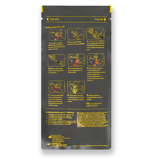 ILIOS Celox applicator setup enables simple one-handed use in emergencies