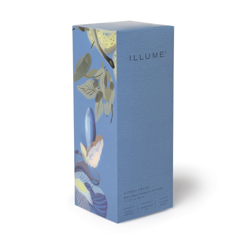 Illume Citrus Crush diffuser alcohol-free label close-up for safe use