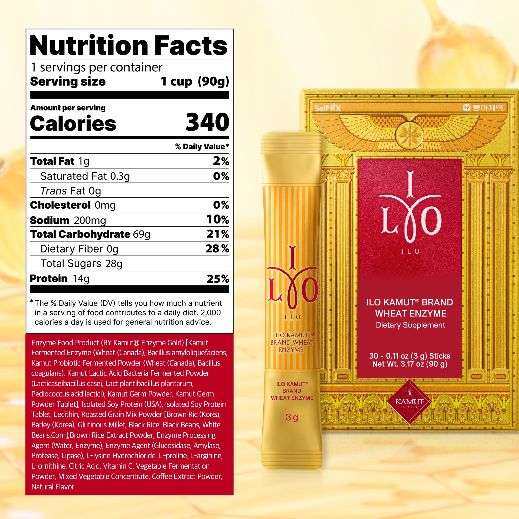 Meal-time ritual with ILO Kamut Enzyme Complex stick and warm flavor.