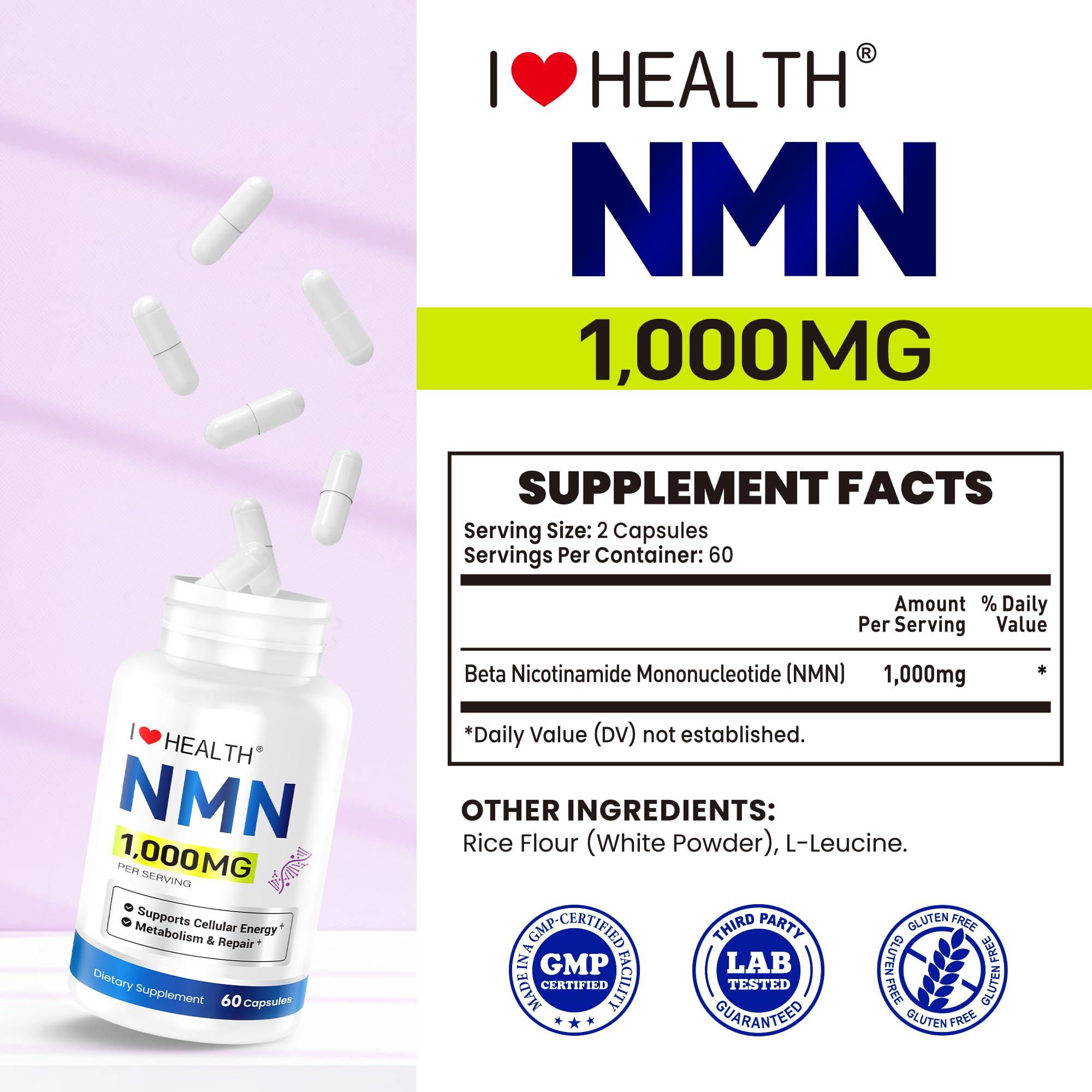 I LOVE HEALTH NMN third-party testing certificate signifies quality assurance