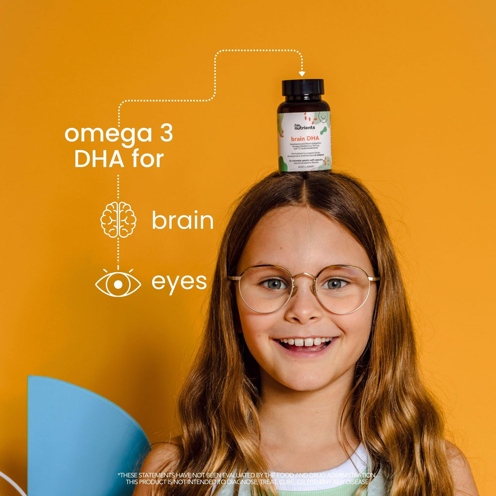 I'm Nutrients Brain DHA packaging highlights allergen-free formula
