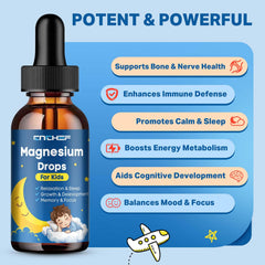 CNCHEF 2PCS Magnesium Drops for Kids – Strawberry Flavor, Glycinate + Multivitamins