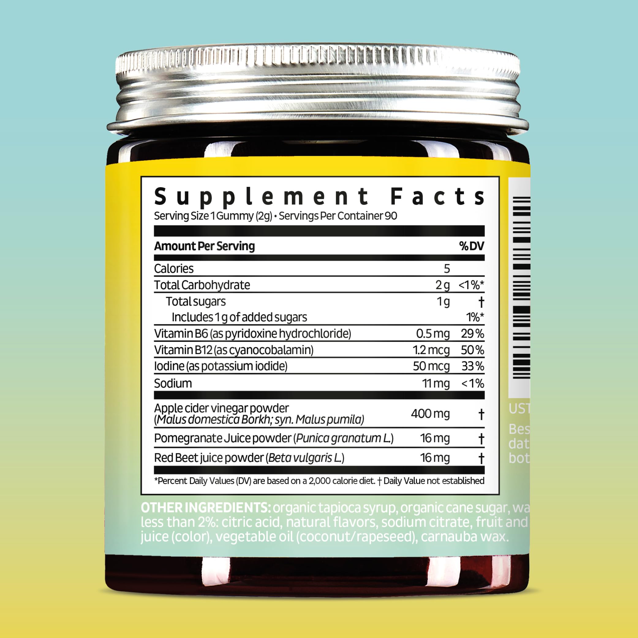Bears with Benefits Apple Cider Vinegar Gummies – Metabolism, Digestion & Detox Support with B6, B12, Iodine & Folic Acid – Vegan (90 Gummies)