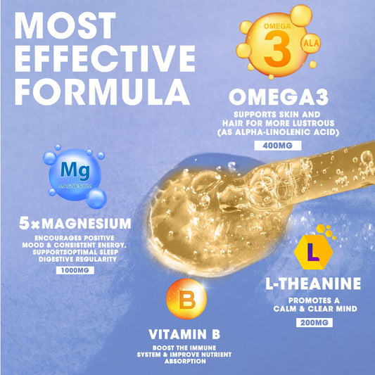 iMATCHME blueberry-flavored magnesium drops mixed in water