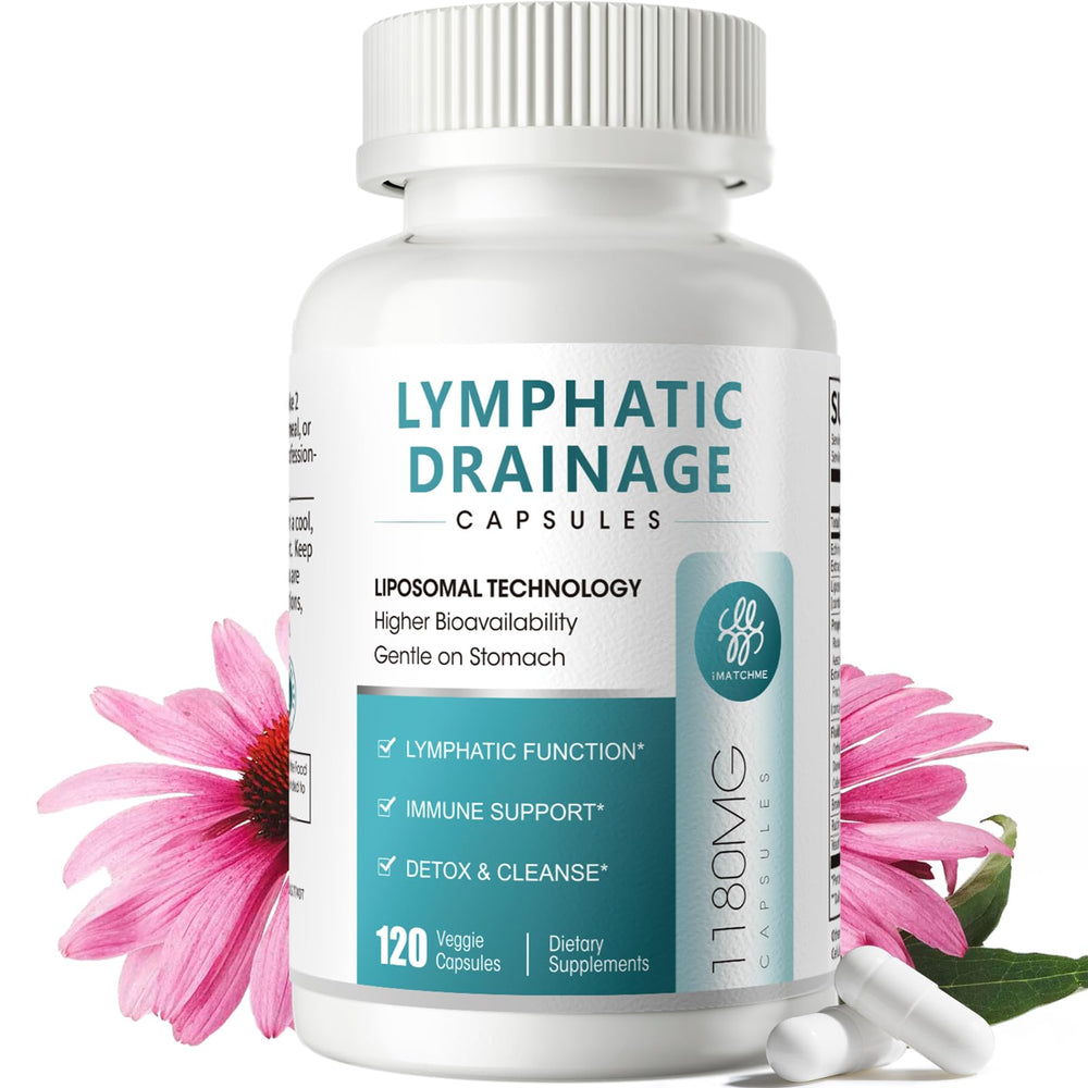 Imatchme Lymphatic bottle front, showing daily detox and fluid balance support.