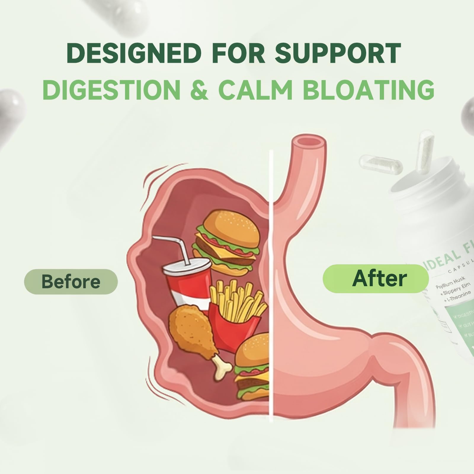 iMATCHME Psyllium husk powder inside view emphasizes natural fiber source