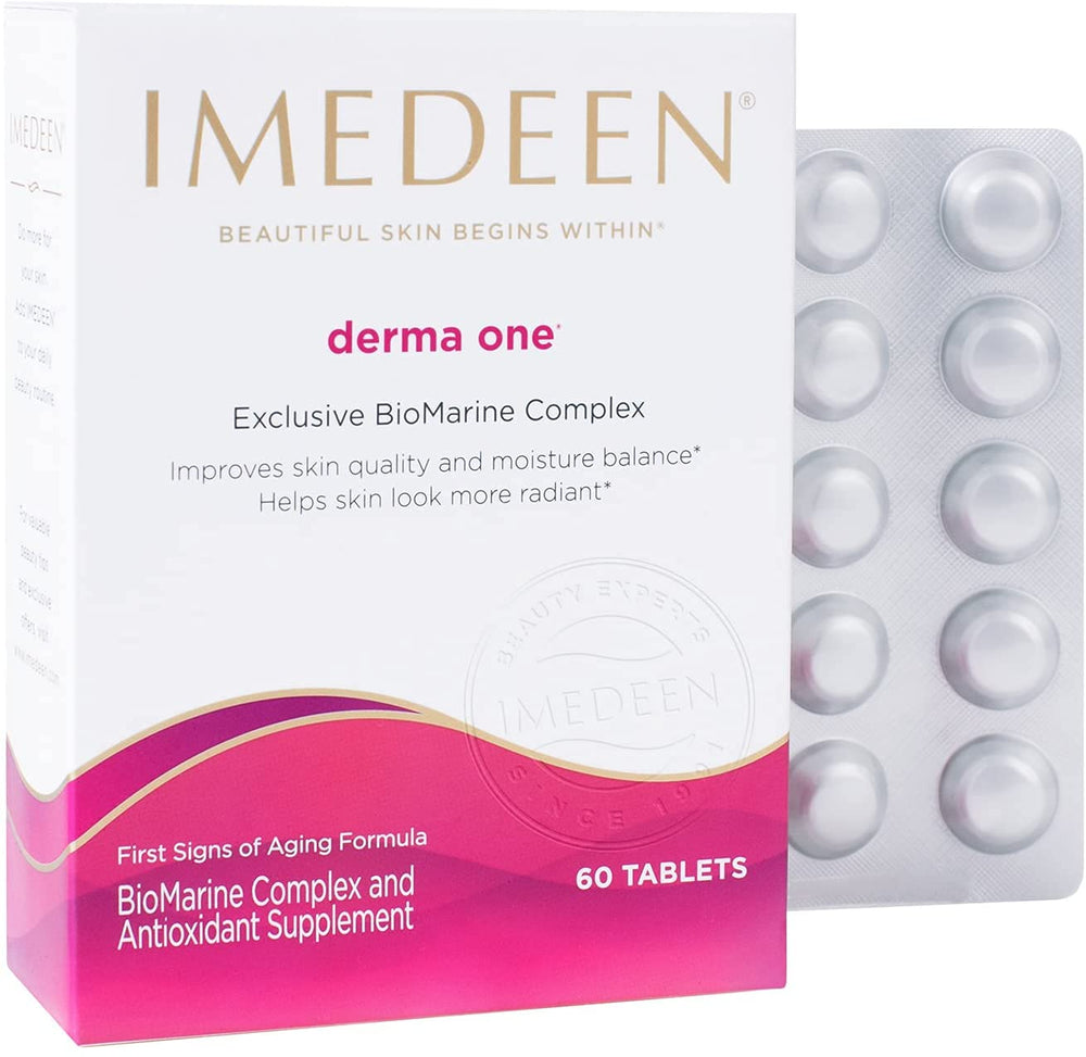 Imedeen Derma One capsules close-up highlighting skin nourishment.