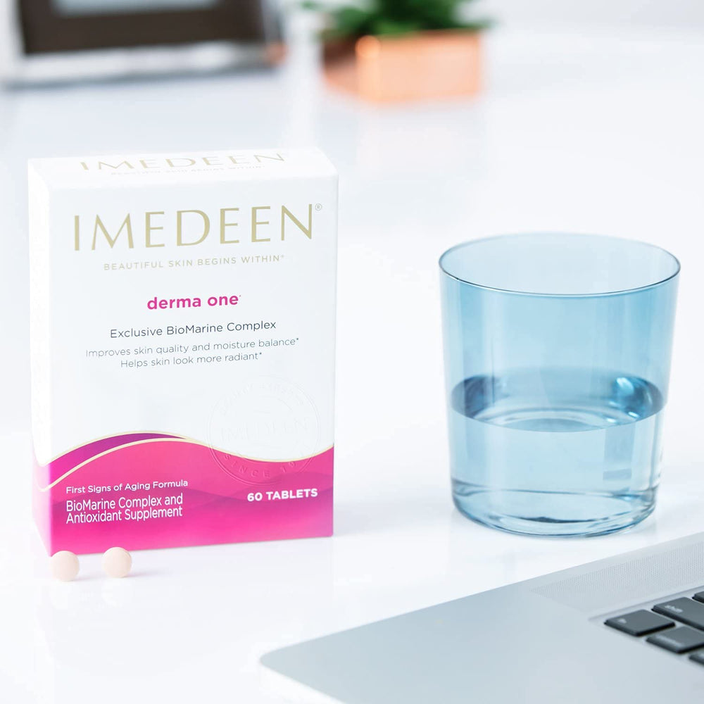 Imedeen Derma One daily routine scene promoting consistent skin nourishment.