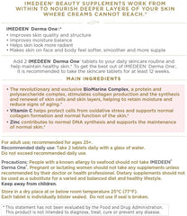 Imedeen Derma One packaging display emphasizing Marine Complex and antioxidants.