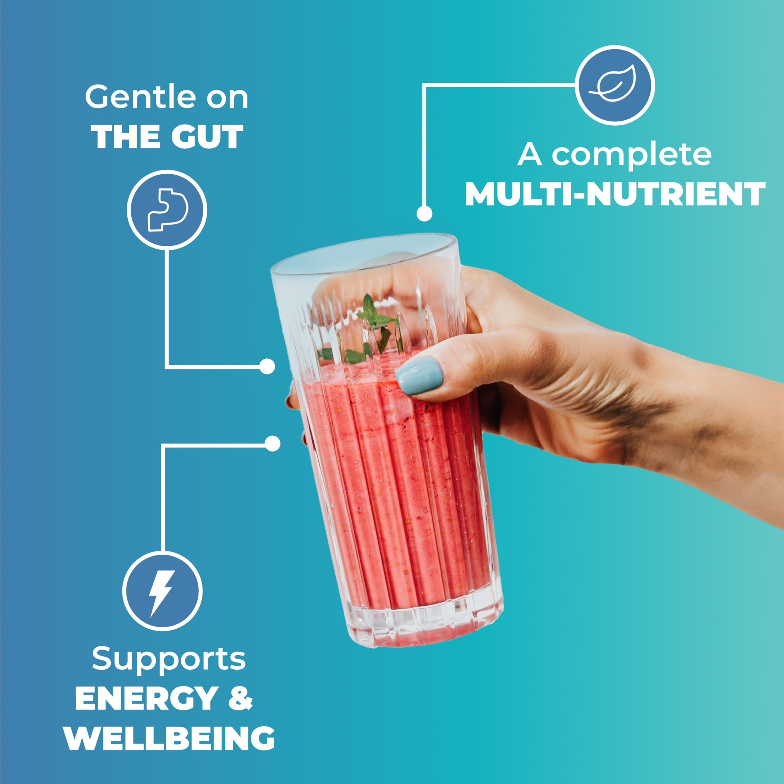 Imix Nutrition MultiAbsorb scoop in glass ready for easy daily mix