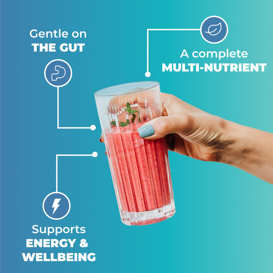 Imix Nutrition MultiAbsorb scoop in glass ready for easy daily mix