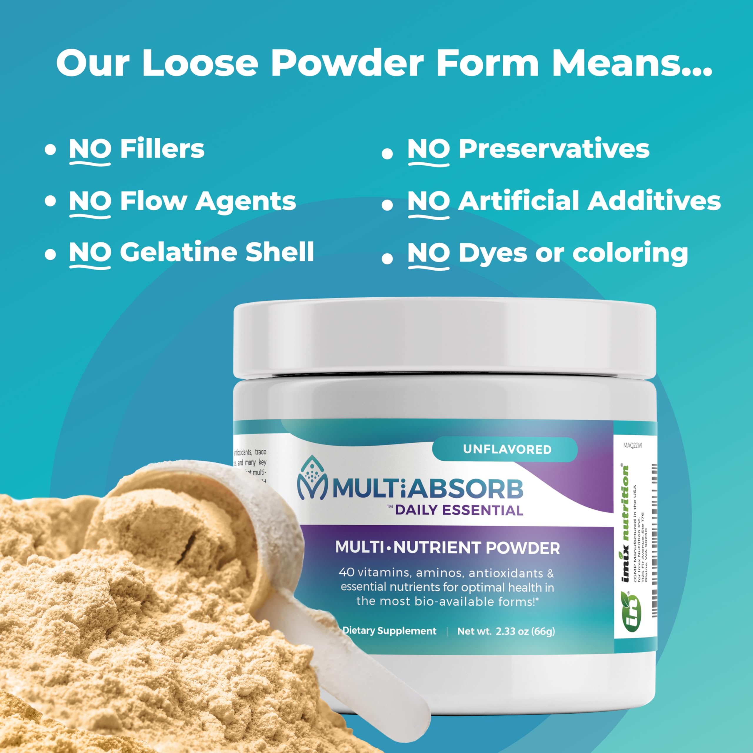 Imix Nutrition MultiAbsorb mixed drink in shaker for daily nutrition