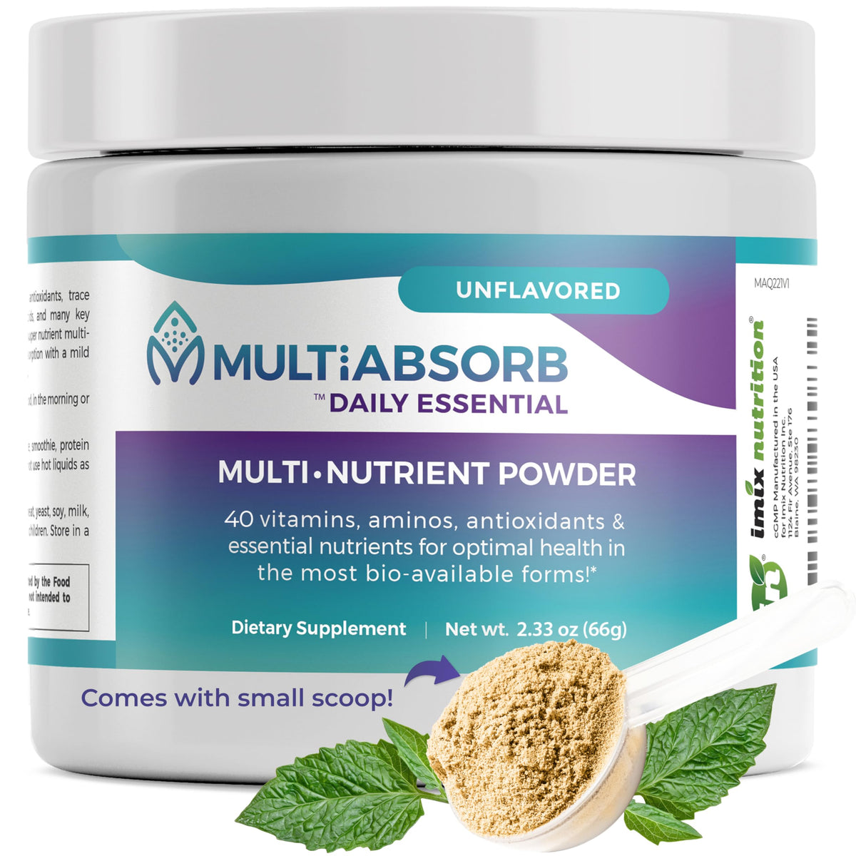 Imix Nutrition MultiAbsorb daily essential tub front for nutrient support