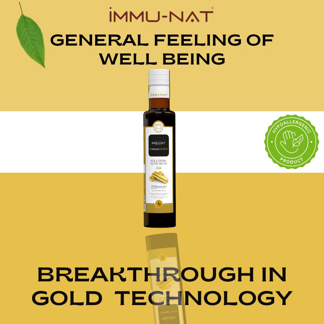 Immu-nat Colloidal Gold Water on kitchen counter suggests daily use