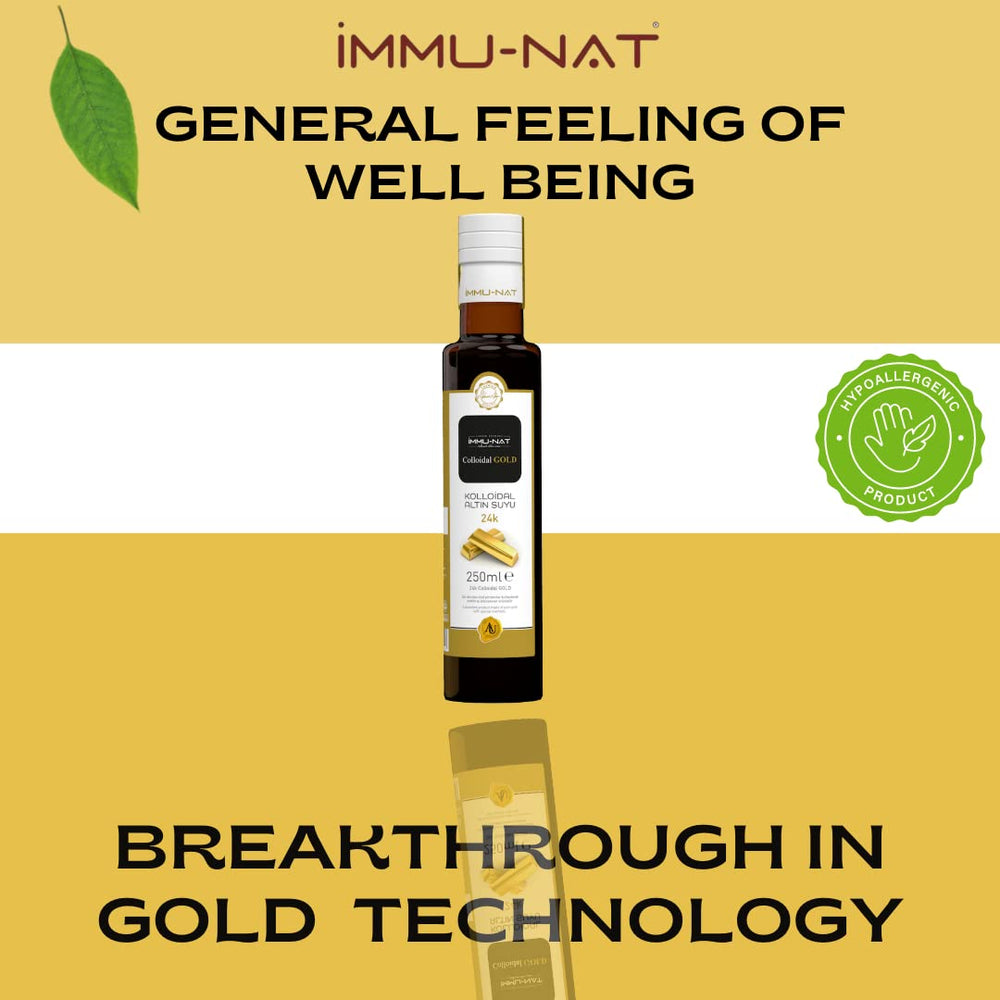 Immu-nat Colloidal Gold Water on kitchen counter suggests daily use