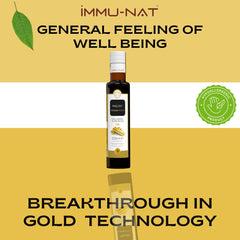 Immu-nat Colloidal Gold Water on kitchen counter suggests daily use