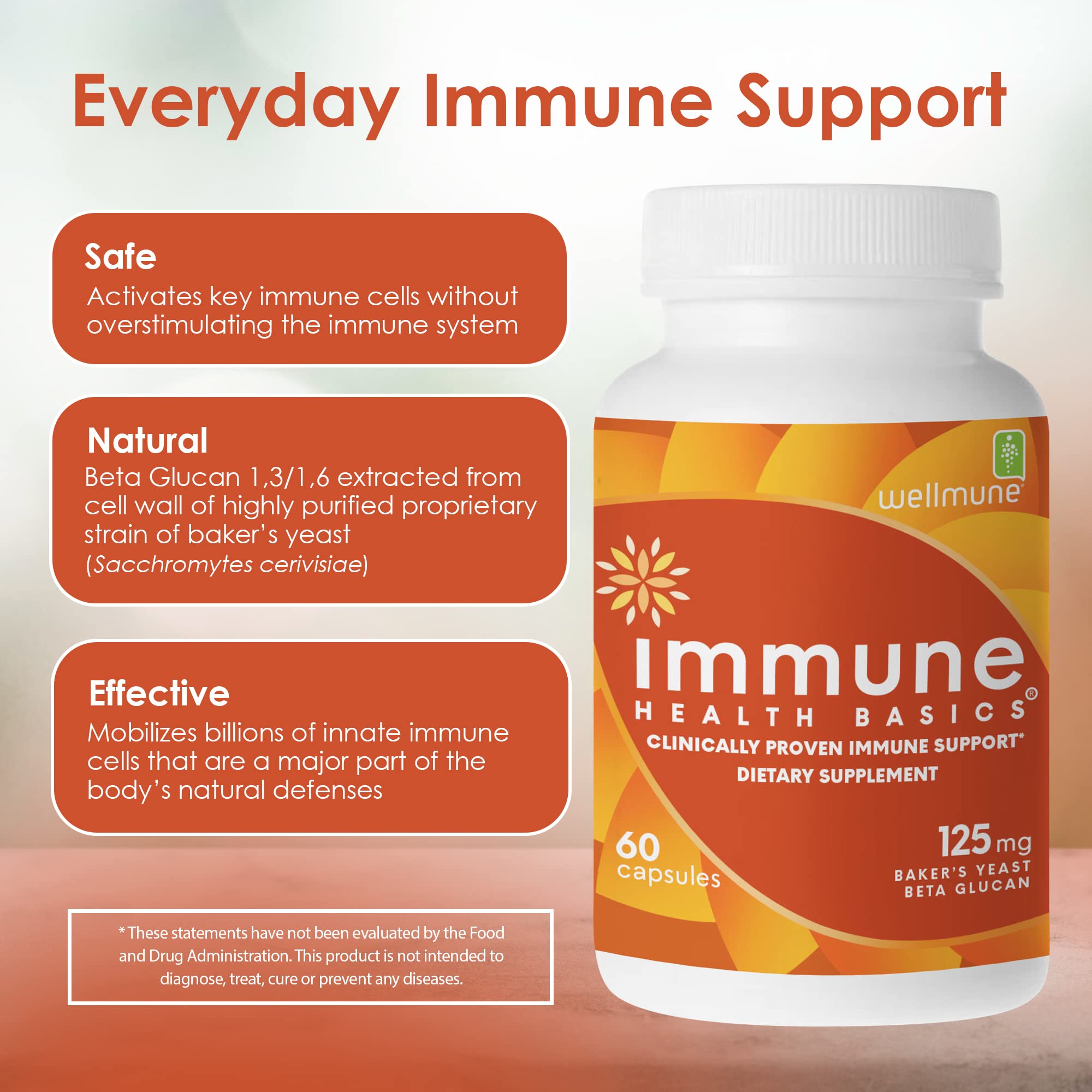 Immune Health Basics gluten-free vegan label on bottle.
