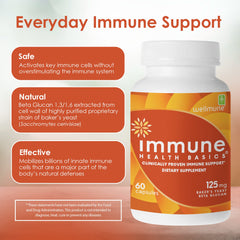 Immune Health Basics gluten-free vegan label on bottle.